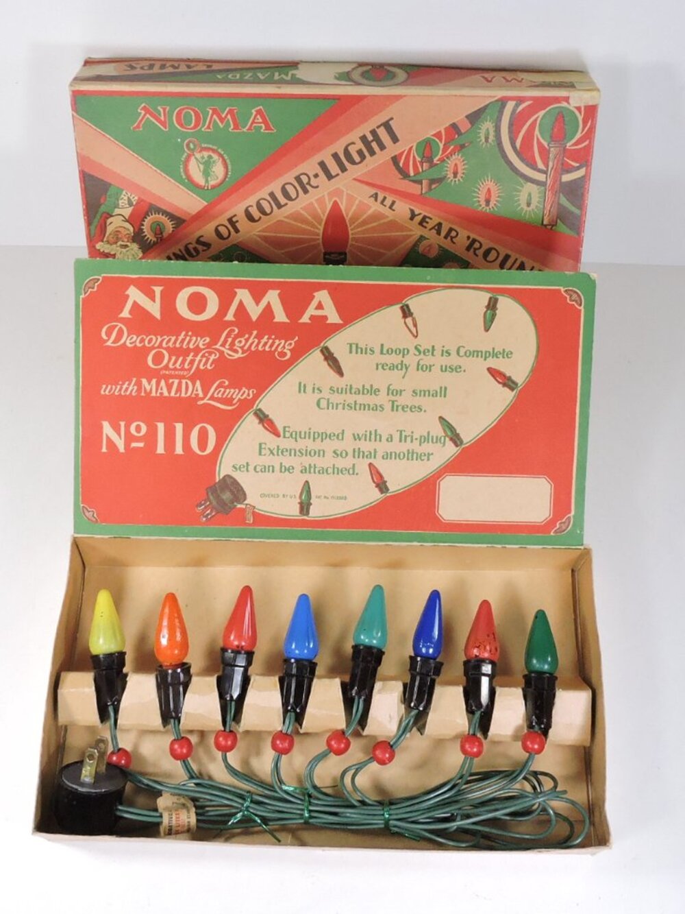 Vintage NOMA 8 Light Series Indoor Christmas Lighting Set No. 110